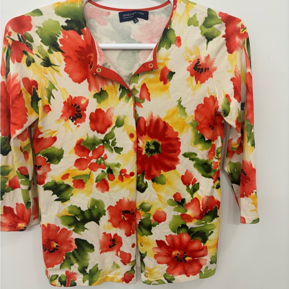 M Jones New York Floral Cardigan